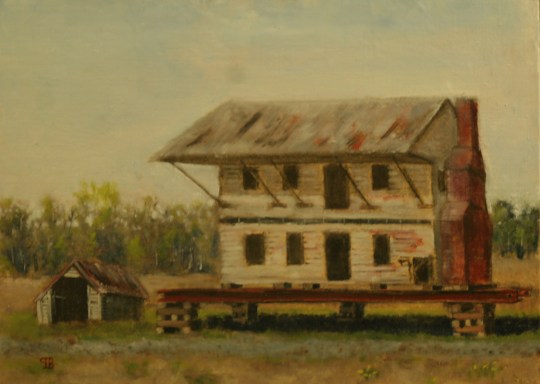 oil painting of plantation home